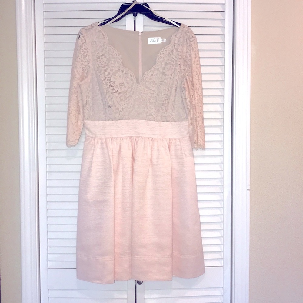 Light Pink Eliza J Lace & Faille Dress